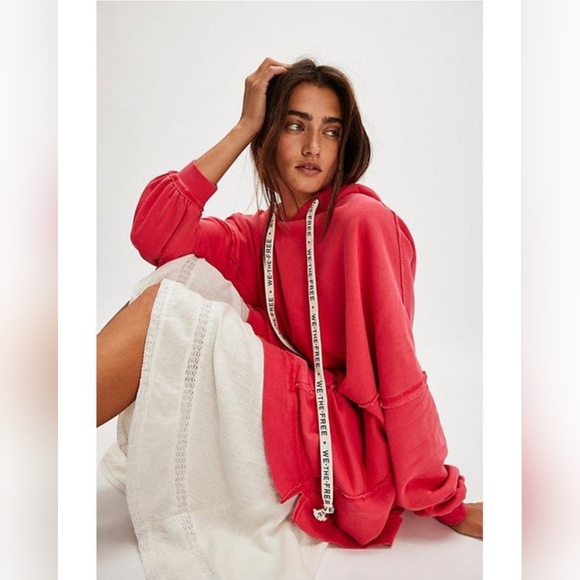 Free People We Hoodie in Red. Size XS - Picture 2 of 6